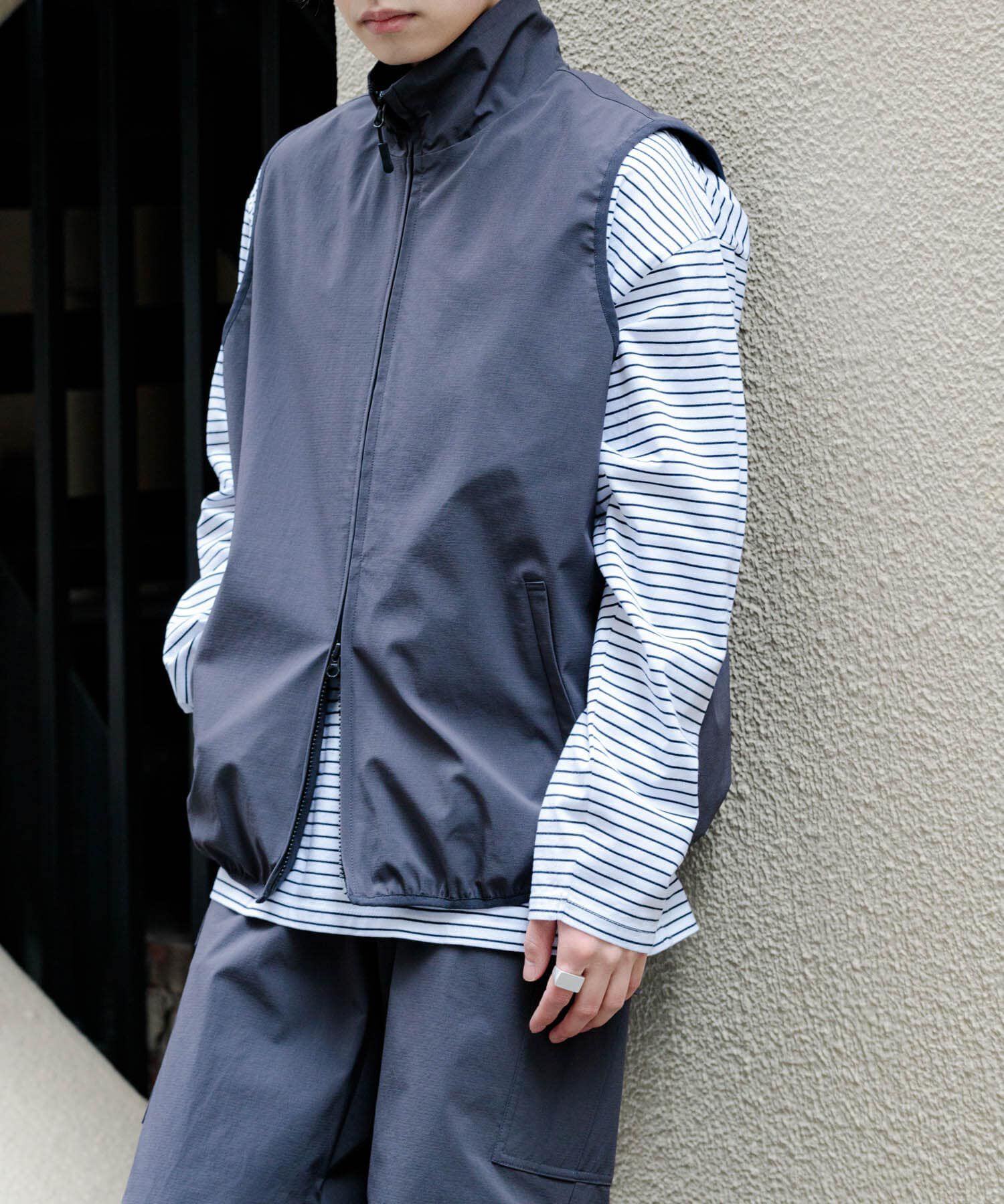 SENSE OF PLACE by URBAN RESEARCH「Uiscel　リップストップスタンドカラーベスト」|ノーカラーコート|