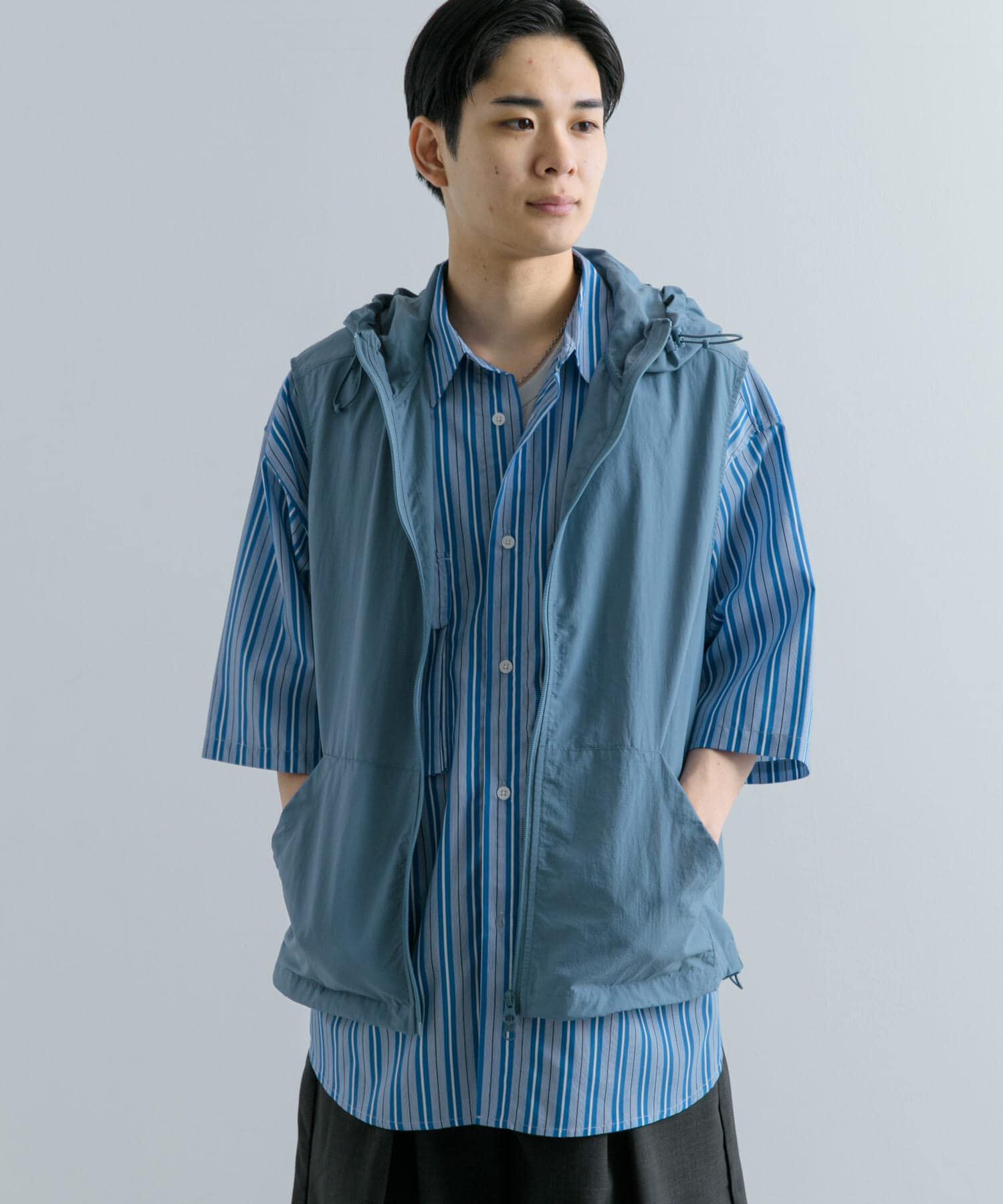 SENSE OF PLACE by URBAN RESEARCH「『セットアップ対応』ナイロンフーデッドトラックベスト」|ノーカラーコート|