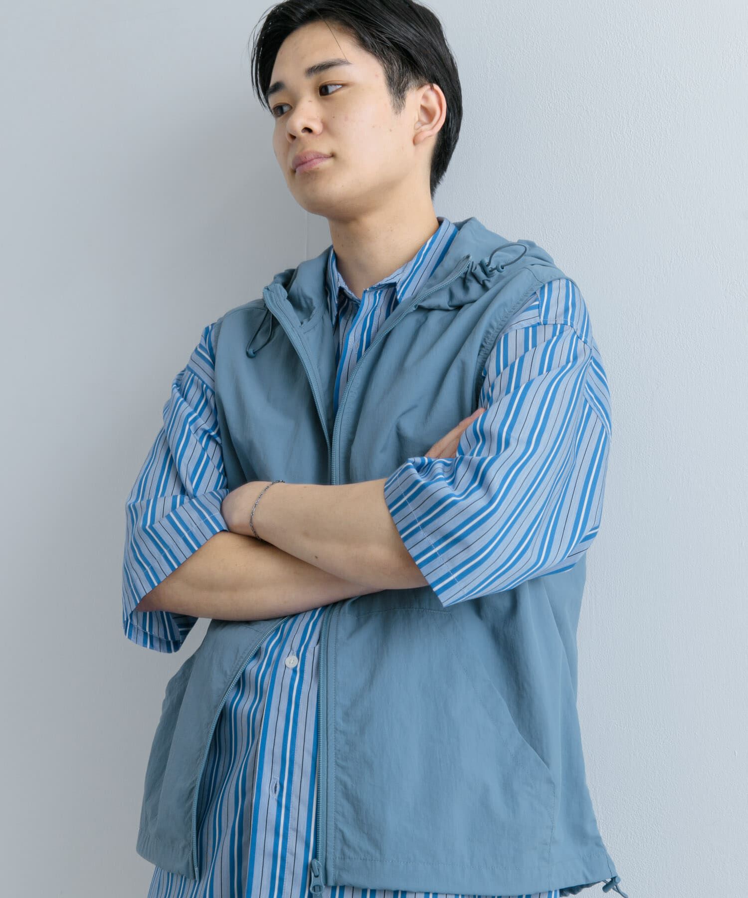 SENSE OF PLACE by URBAN RESEARCH「『セットアップ対応』ナイロンフーデッドトラックベスト」|ノーカラーコート|