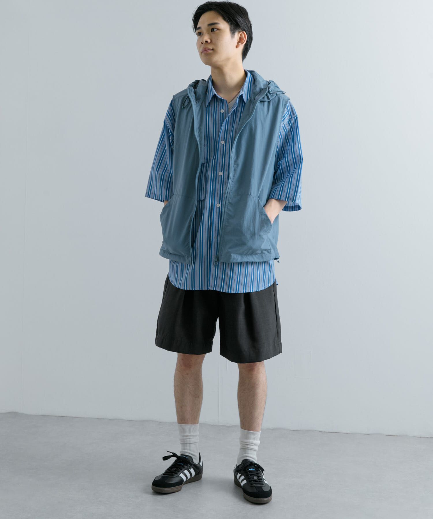 SENSE OF PLACE by URBAN RESEARCH「『セットアップ対応』ナイロンフーデッドトラックベスト」|ノーカラーコート|