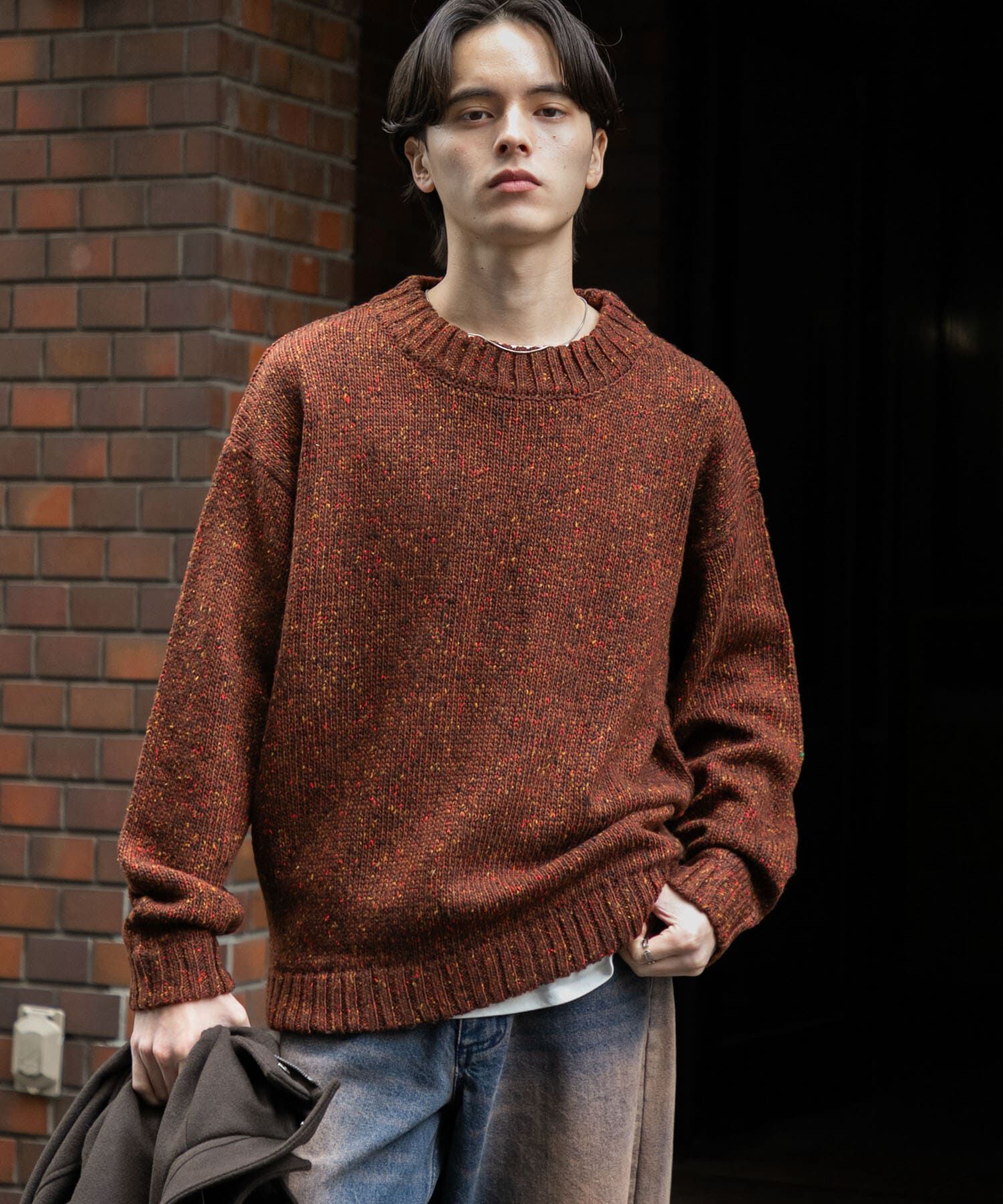 SENSE OF PLACE by URBAN RESEARCH「『洗濯可』カラーネップニットプルオーバー」|ニット・セーター|ブラウン