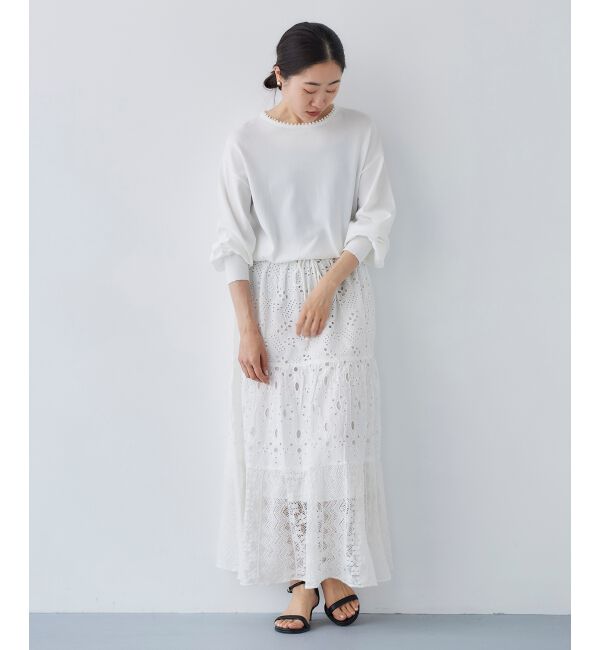 le.coeur blanc「《手洗い可能》Fanaka ミックスレーススカート」|スカート|