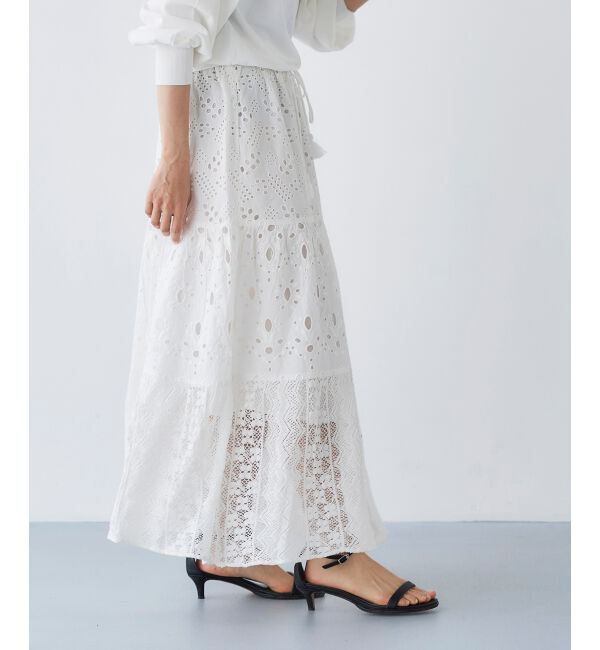 le.coeur blanc「《手洗い可能》Fanaka ミックスレーススカート」|スカート|