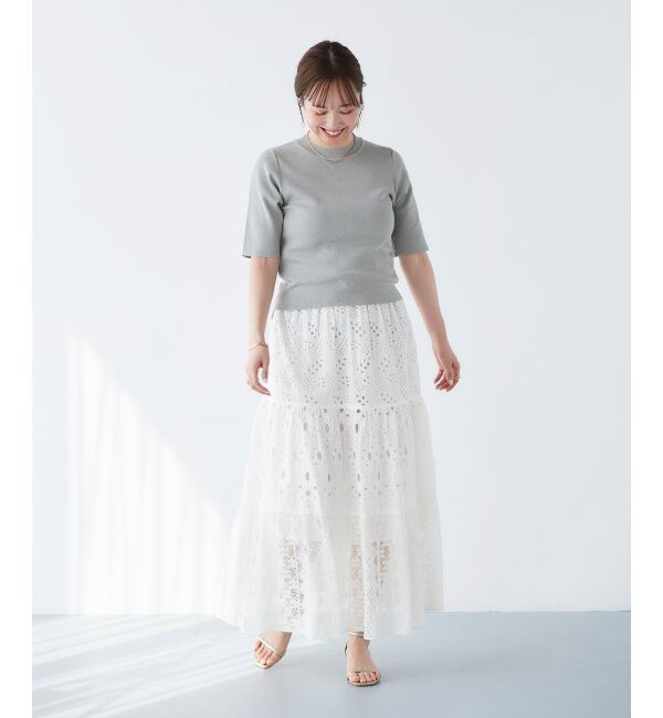 le.coeur blanc「《手洗い可能》Fanaka ミックスレーススカート」|スカート|