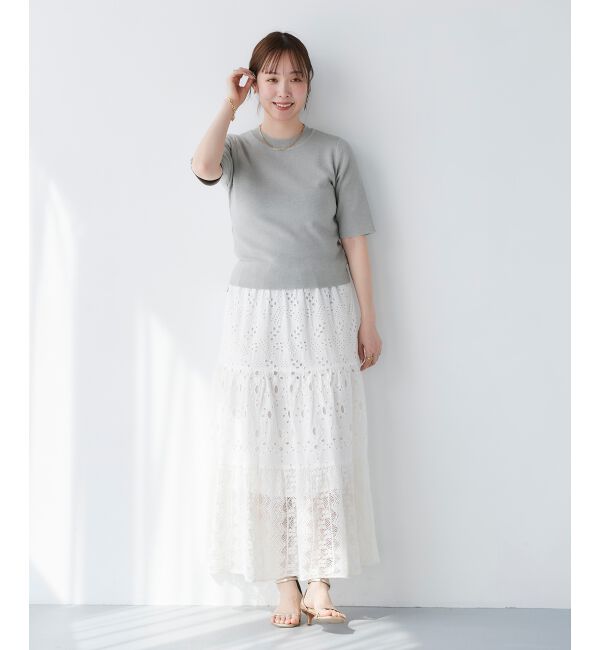 le.coeur blanc「《手洗い可能》Fanaka ミックスレーススカート」|スカート|