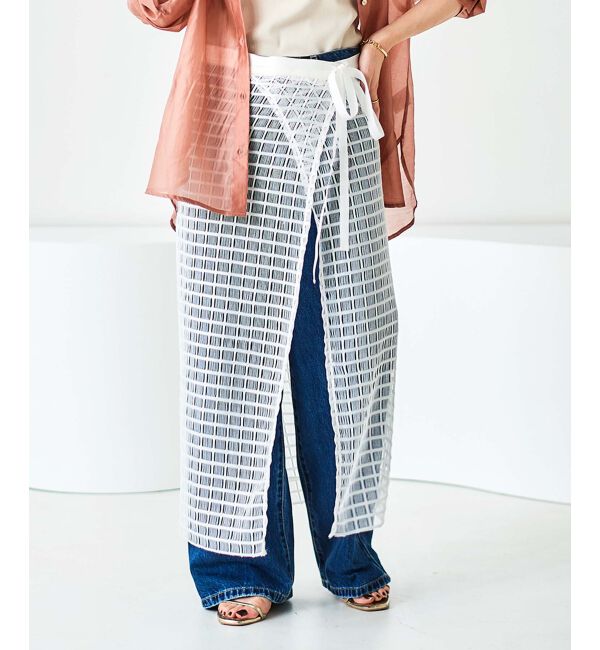 le.coeur blanc「格子柄レースラップレイヤードスカート」|スカート|