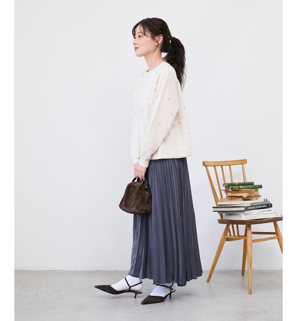  「《手洗い可能》マロンサテン変形プリーツスカート」|スカート|