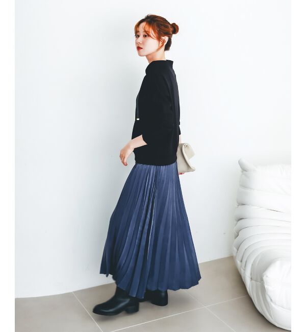  「《手洗い可能》マロンサテン変形プリーツスカート」|スカート|