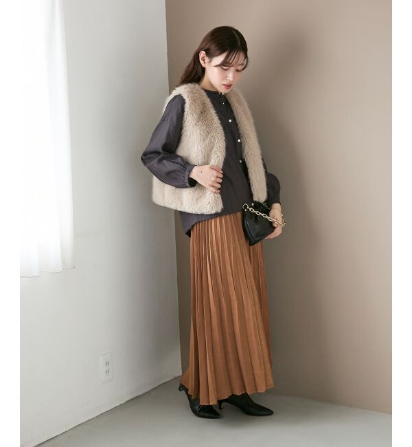  「《手洗い可能》マロンサテン変形プリーツスカート」|スカート|