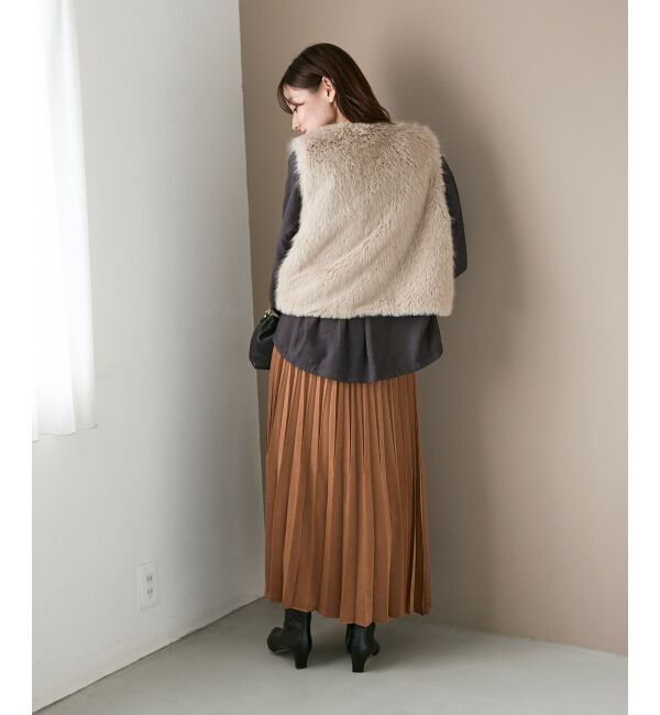  「《手洗い可能》マロンサテン変形プリーツスカート」|スカート|