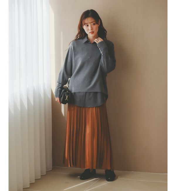  「《手洗い可能》マロンサテン変形プリーツスカート」|スカート|