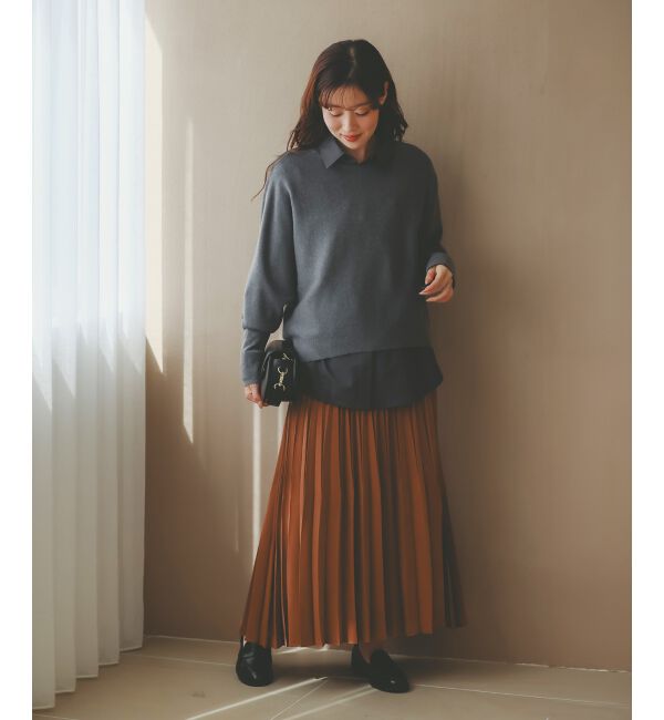  「《手洗い可能》マロンサテン変形プリーツスカート」|スカート|