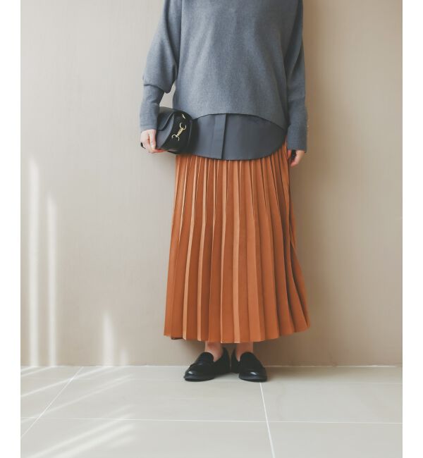  「《手洗い可能》マロンサテン変形プリーツスカート」|スカート|