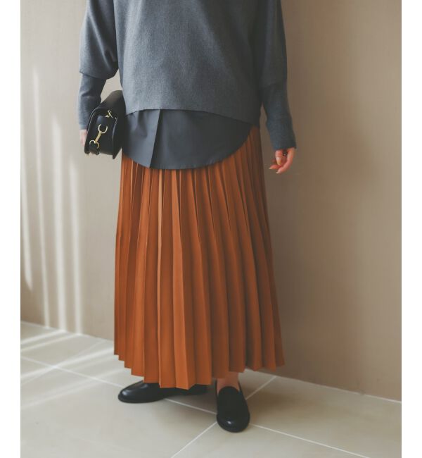  「《手洗い可能》マロンサテン変形プリーツスカート」|スカート|