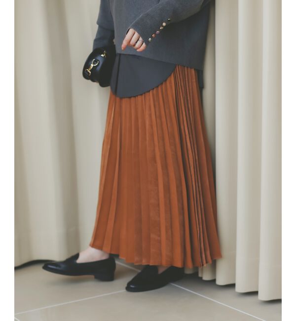  「《手洗い可能》マロンサテン変形プリーツスカート」|スカート|