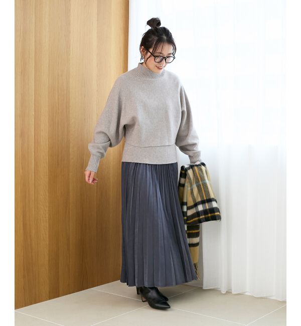  「《手洗い可能》マロンサテン変形プリーツスカート」|スカート|