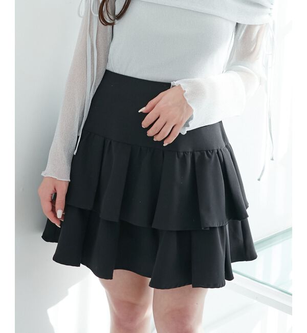  「アソートティアードミニスカパン」|スカート|ブラック