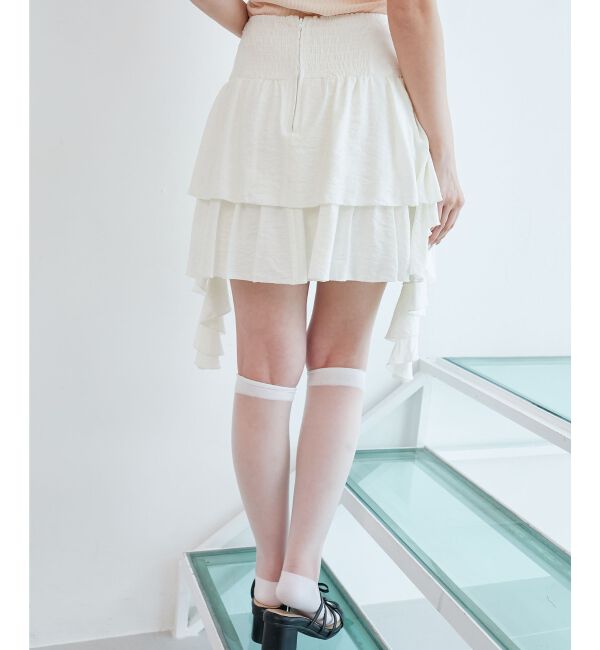  「サイドラッフルティアードミニスカパン」|スカート|