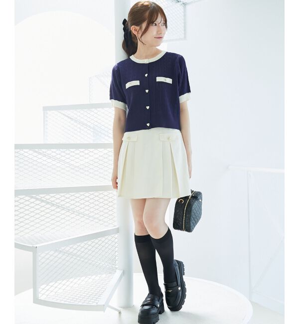  「ゴールドボタンプリーツミニスカパン」|スカート|