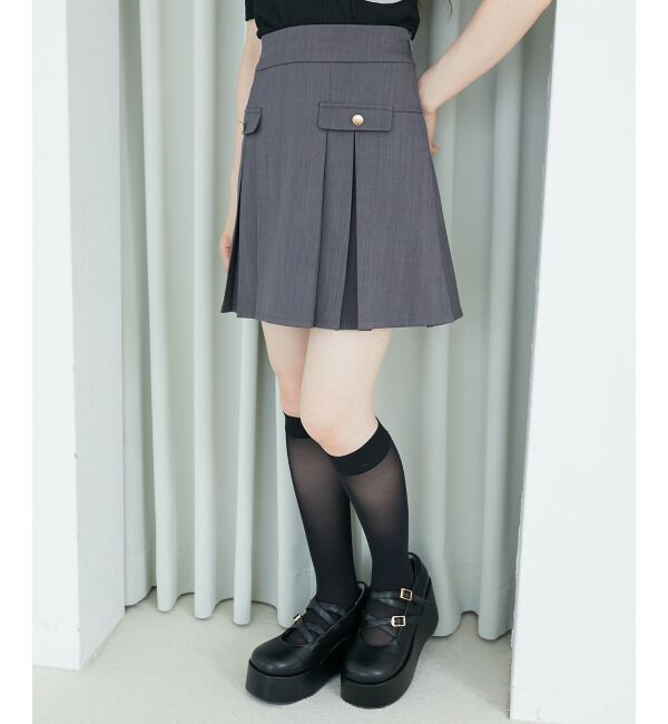  「ゴールドボタンプリーツミニスカパン」|スカート|