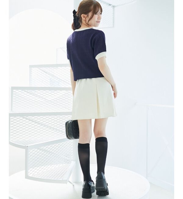  「ゴールドボタンプリーツミニスカパン」|スカート|