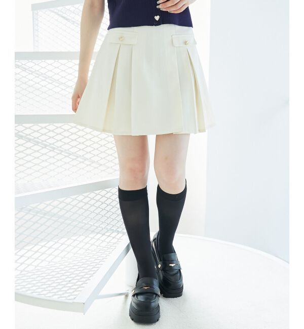  「ゴールドボタンプリーツミニスカパン」|スカート|