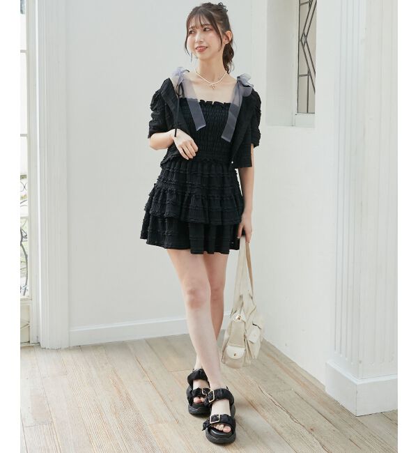  「カットレースフリルミニスカパン」|スカート|