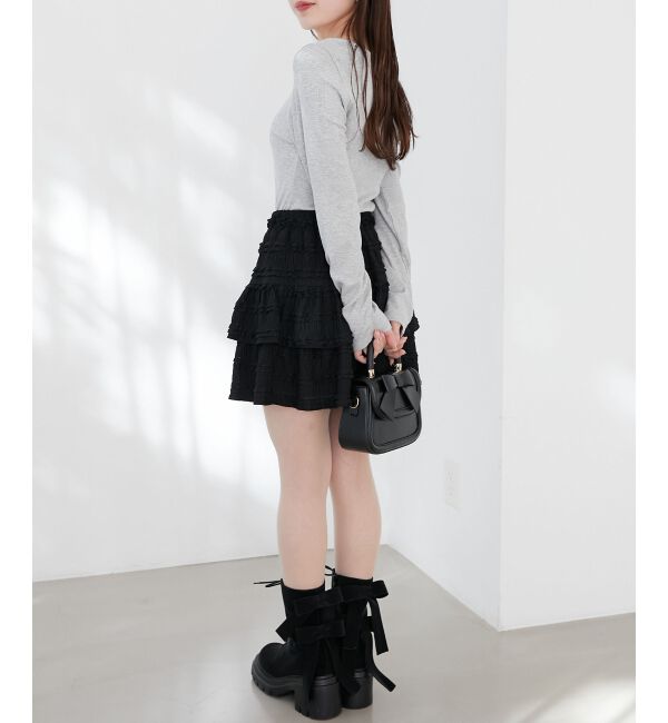  「カットレースフリルミニスカパン」|スカート|