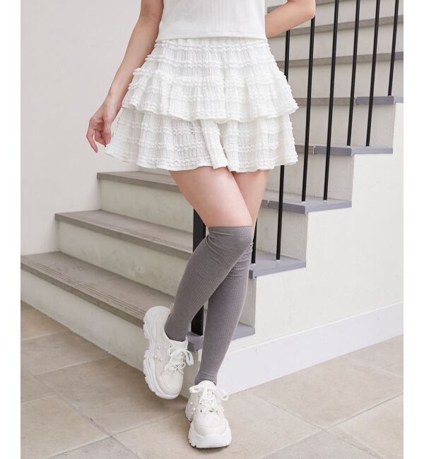  「カットレースフリルミニスカパン」|スカート|