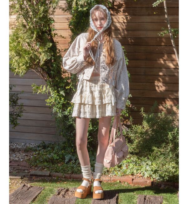  「カットレースフリルミニスカパン」|スカート|