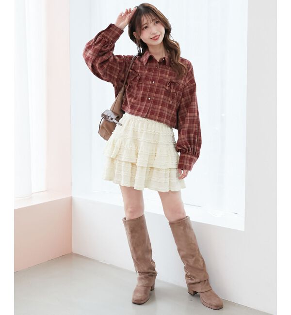  「カットレースフリルミニスカパン」|スカート|