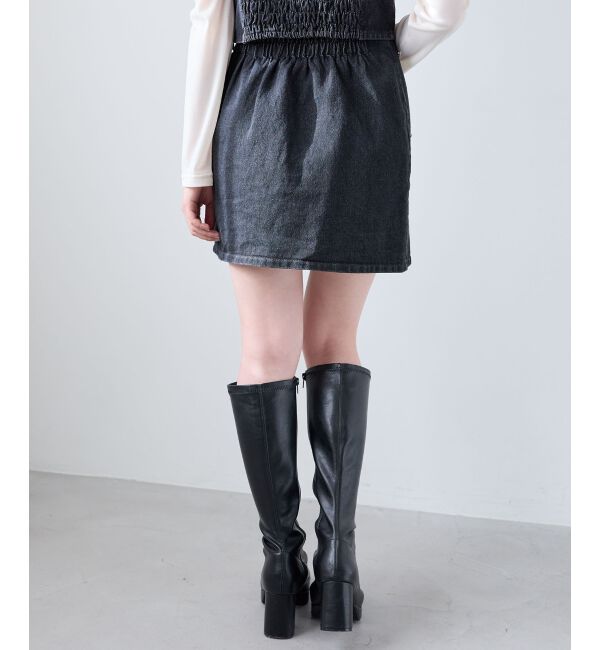  「ビジュー付き台形ミニスカパン」|台形|