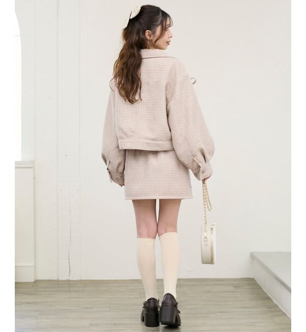  「ビジュー付き台形ミニスカパン」|台形|