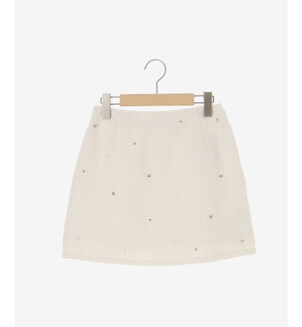  「ビジュー付き台形ミニスカパン」|台形|