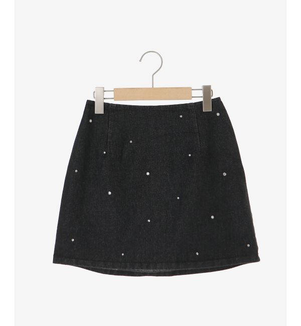  「ビジュー付き台形ミニスカパン」|台形|