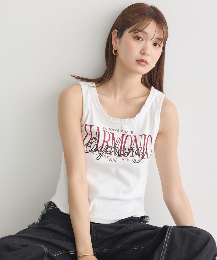 earth music&ecology「フリルロゴノースリーブプルオーバー」|キャミソール|