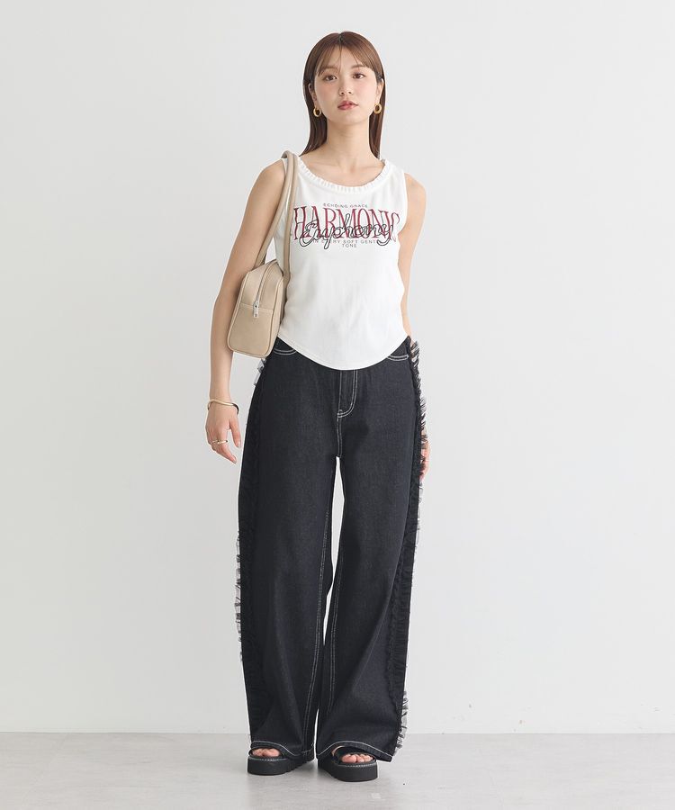 earth music&ecology「フリルロゴノースリーブプルオーバー」|キャミソール|