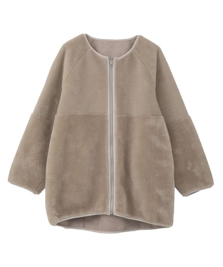 earth music&ecology「ノーカラーフェイクムートンコート」|ノーカラーコート|