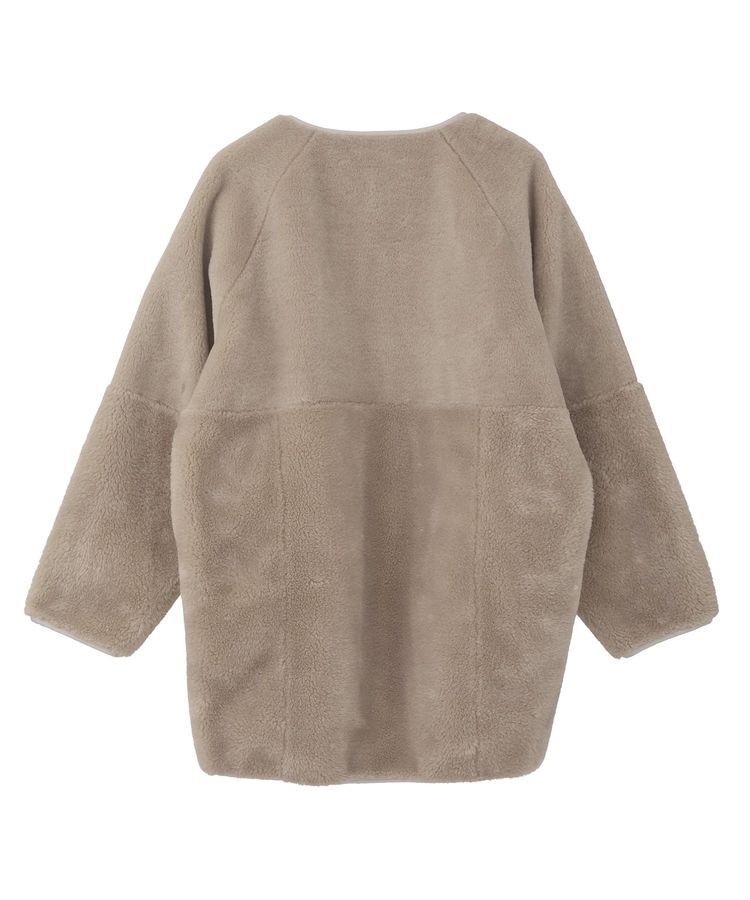 earth music&ecology「ノーカラーフェイクムートンコート」|ノーカラーコート|