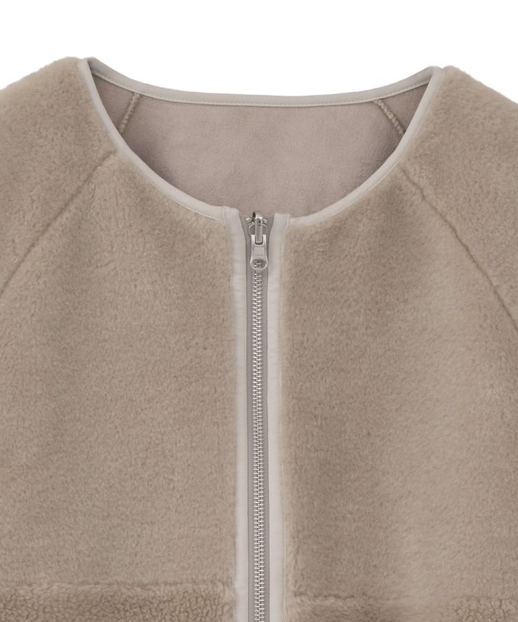 earth music&ecology「ノーカラーフェイクムートンコート」|ノーカラーコート|