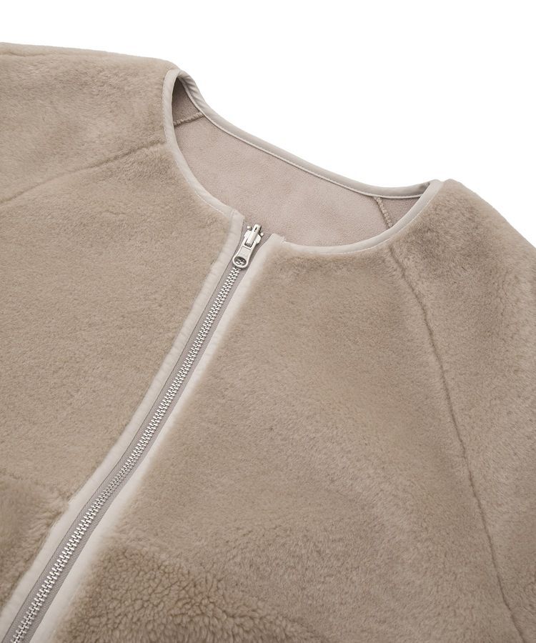 earth music&ecology「ノーカラーフェイクムートンコート」|ノーカラーコート|