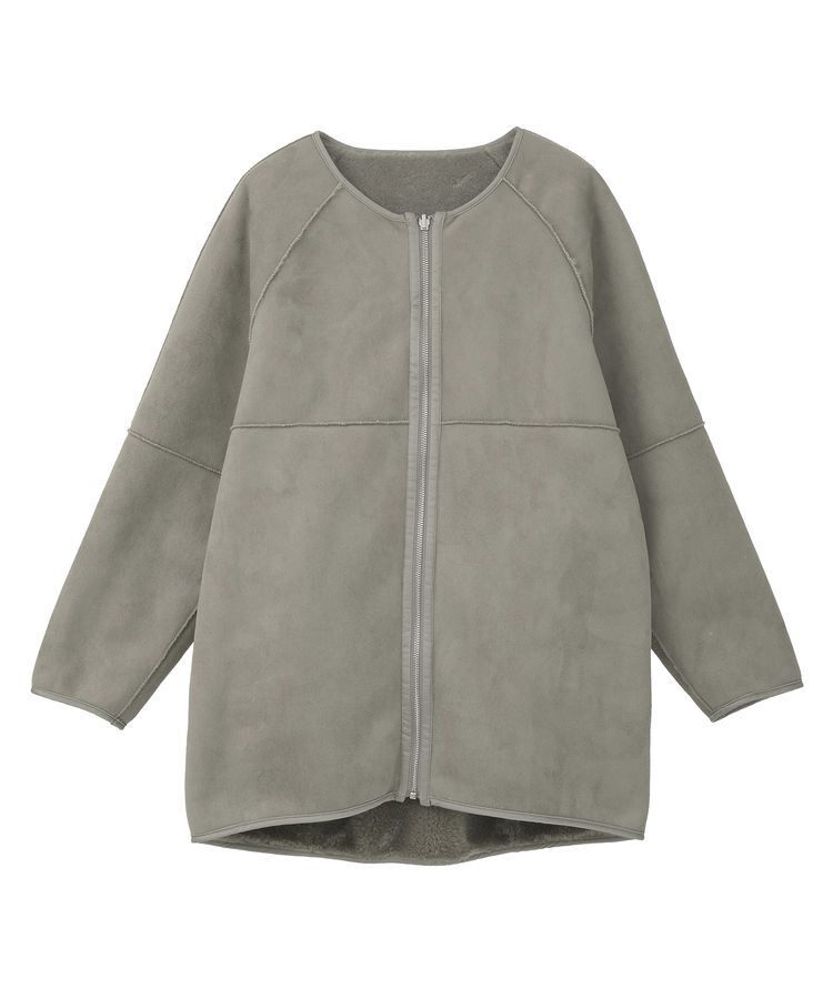 earth music&ecology「ノーカラーフェイクムートンコート」|ノーカラーコート|