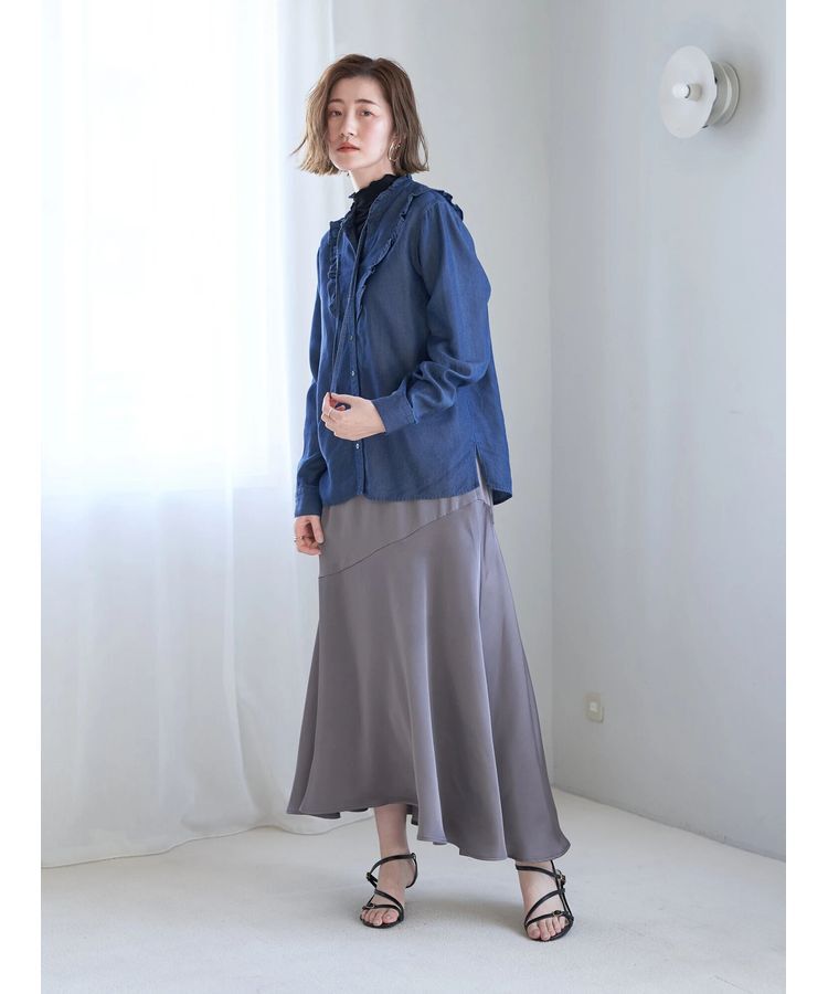 YECCA VECCA「アシメマーメイドサテンスカート」|スカート|