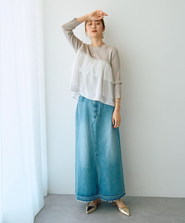 Editt by YECCA VECCA「ロングデニムスカート」|タイト|
