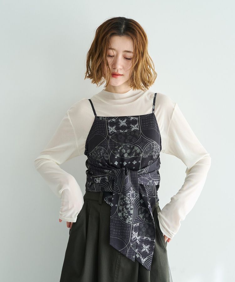 YECCA VECCA「スカーフ柄オーバーキャミ」|キャミソール|