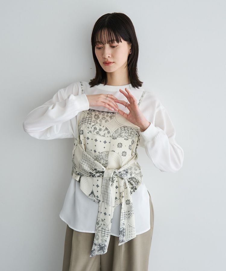 YECCA VECCA「スカーフ柄オーバーキャミ」|キャミソール|
