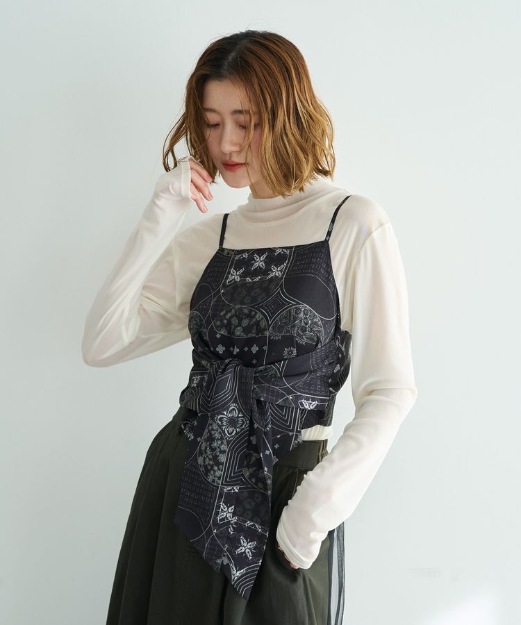 YECCA VECCA「スカーフ柄オーバーキャミ」|キャミソール|