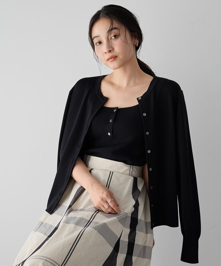 YECCA VECCA「【UVカット/マシンウォッシャブル】アンサンブルニット」|カーディガン|Black