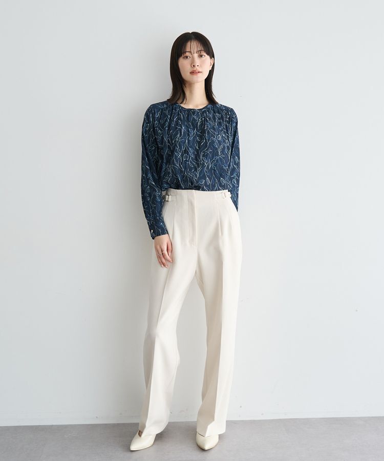 YECCA VECCA「ラインフラワー柄ギャザーブラウス」|シャツ・ブラウス|