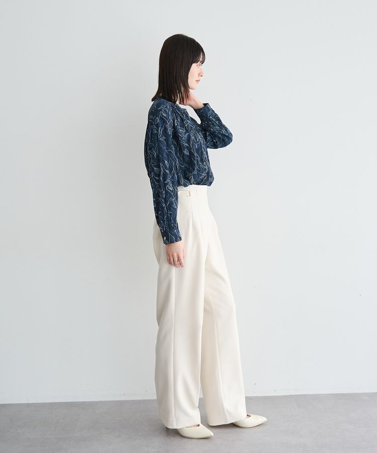 YECCA VECCA「ラインフラワー柄ギャザーブラウス」|シャツ・ブラウス|